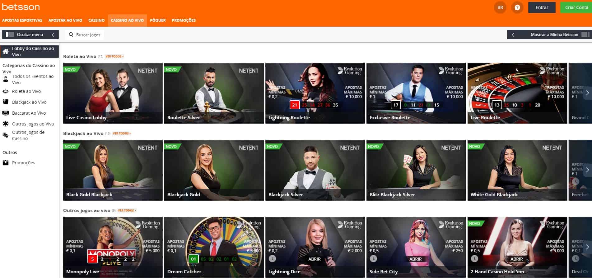 Aproveite os jogos de casino ao vivo com crupiês reais da Betsson
