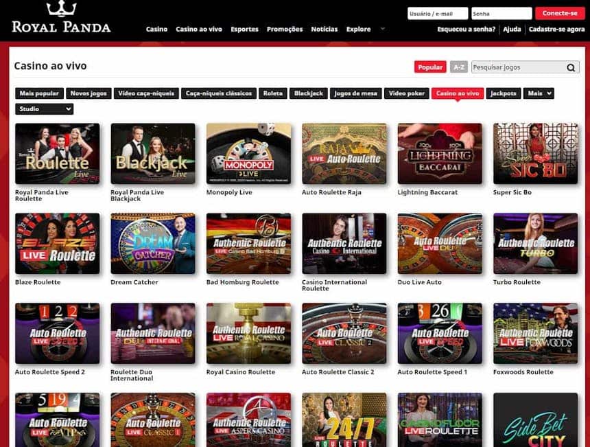 Aproveite os jogos de casino ao vivo com crupiês reais da Royalpanda