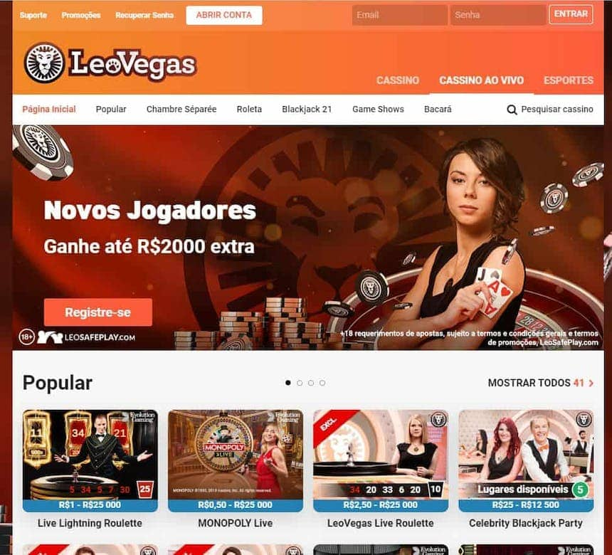 Aproveite os jogos de casino ao vivo com crupiês reais da Leovegas